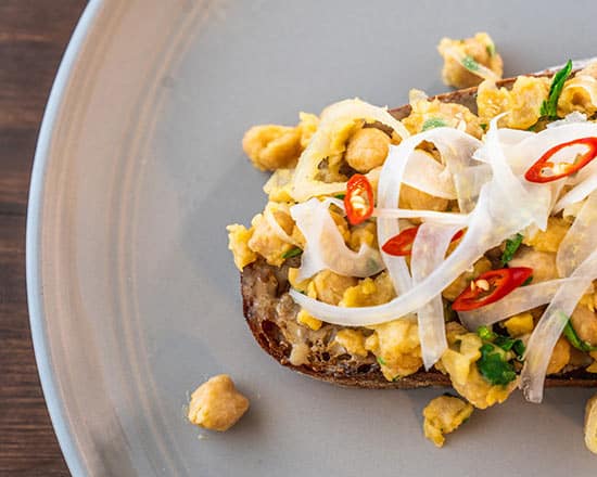 Chickpea toast with pickled fennel