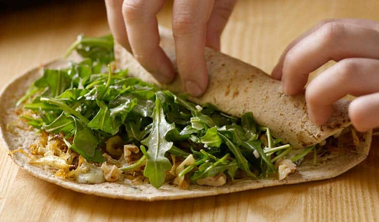 Onion, Walnut, and Blue Cheese Roll-Ups