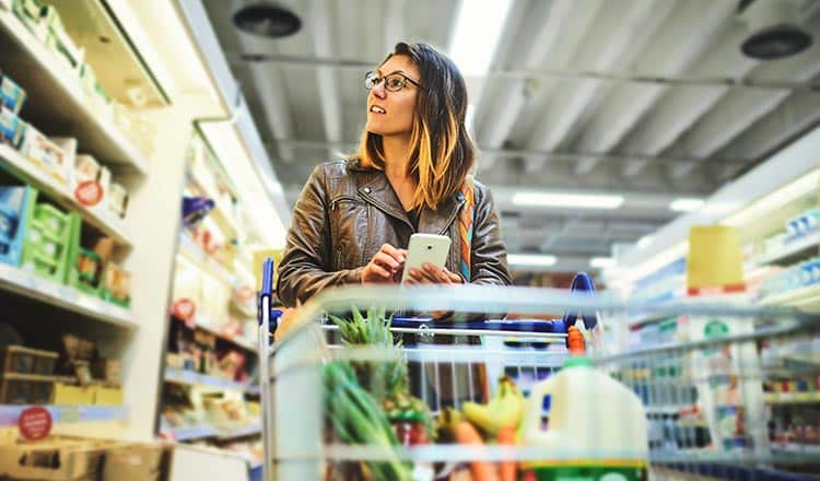 Woman grocery shopping