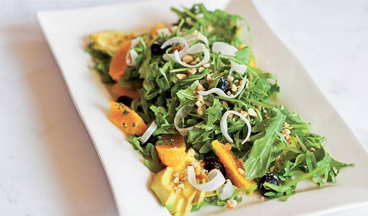 Shaved Fennel, Arugula, Avocado, and Orange Salad