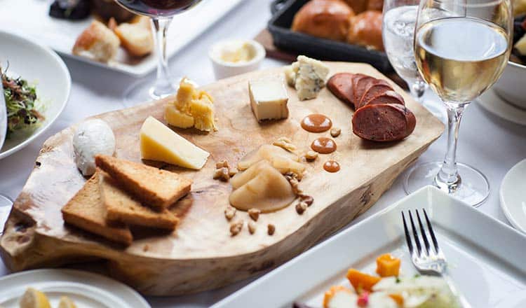 Cheese plate on a table