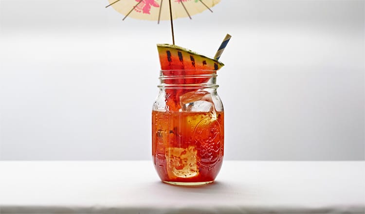 Grilled Watermelon and Bourbon Cooler