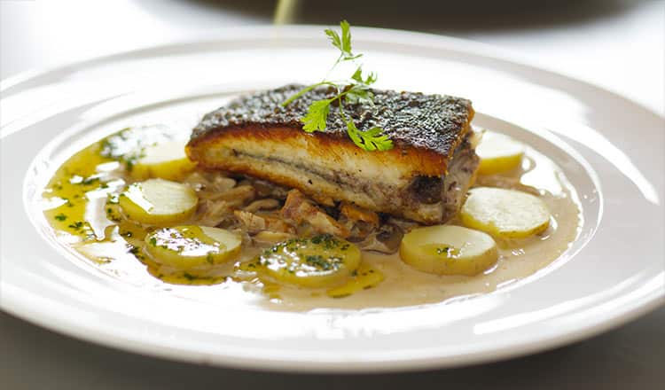 Tronçon de Turbot aux Champignons Sauvages (Seared Turbot Steaks with Wild Mushrooms)