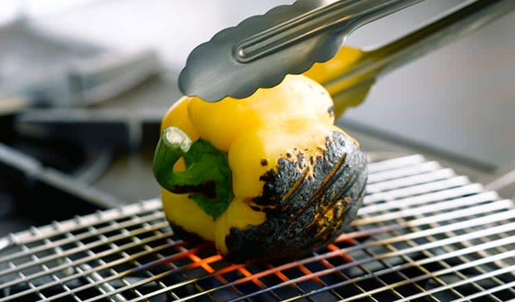 Roasting a yellow bell pepper