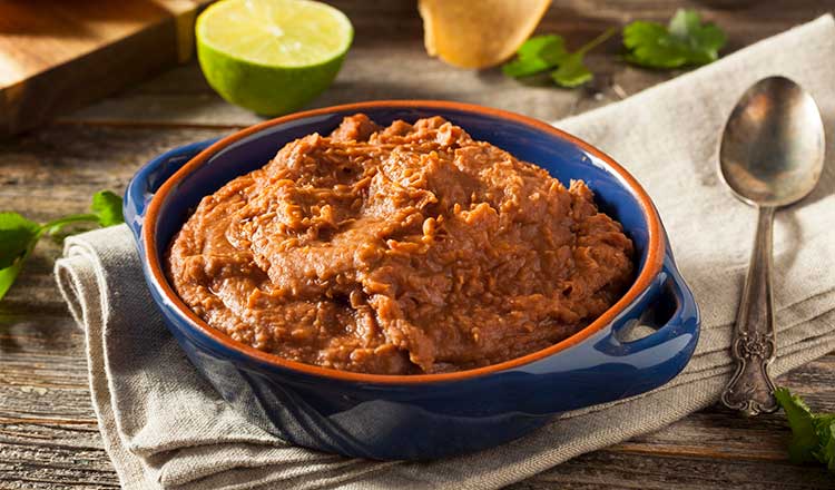 Vegetarian refried beans in a bowl