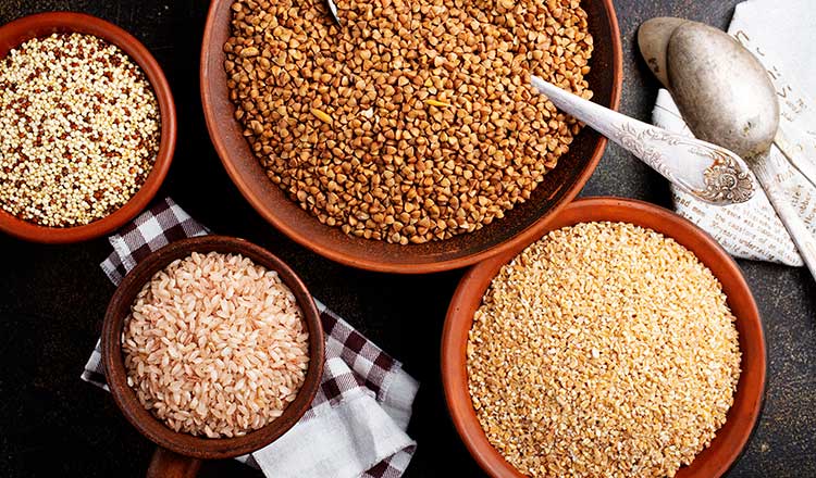 whole grains in bowls
