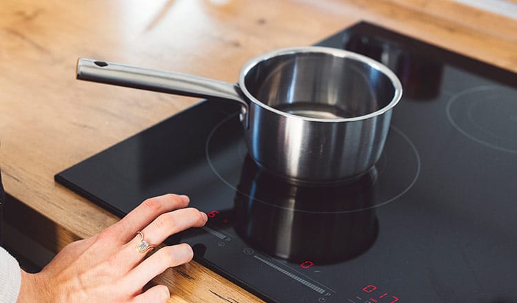 Pot on induction cooktop