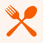 Minimal fork and spoon icon on a cream background for DISH cooking membership