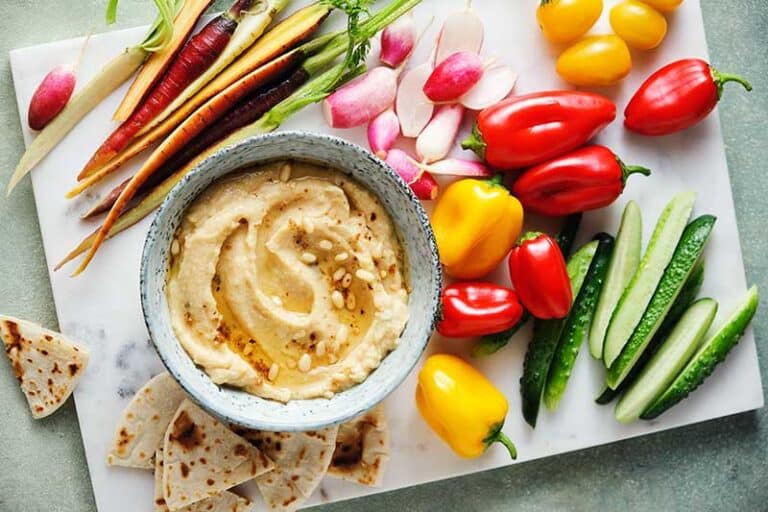 Vegetable crudite with bean dip