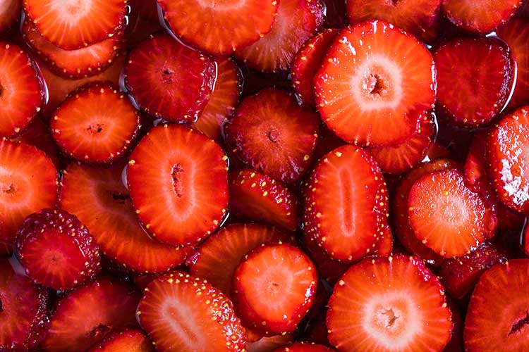 macerated strawberries in syrup