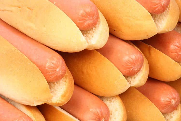 Stacked hot dogs