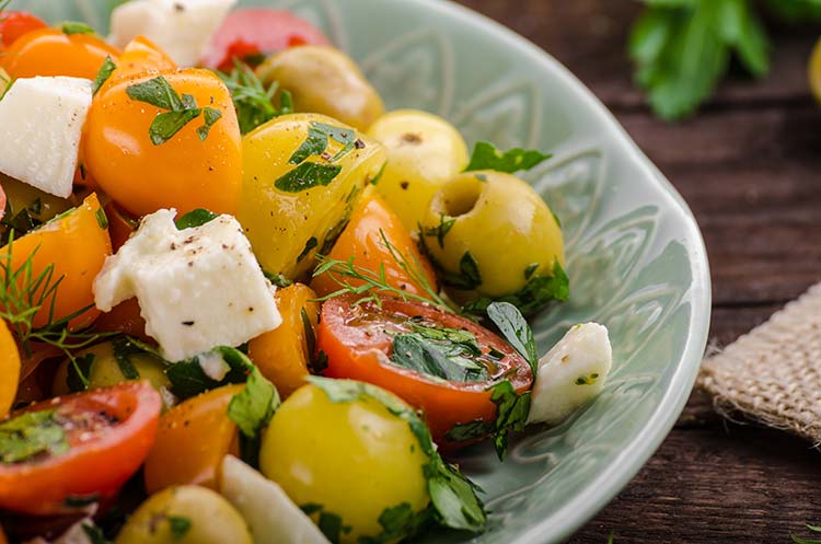 Cherry tomato salad with Olives, Dill, and Feta