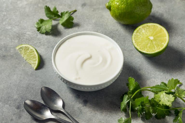 Homemade Creamy Mexican Crema Dip in a Bowl